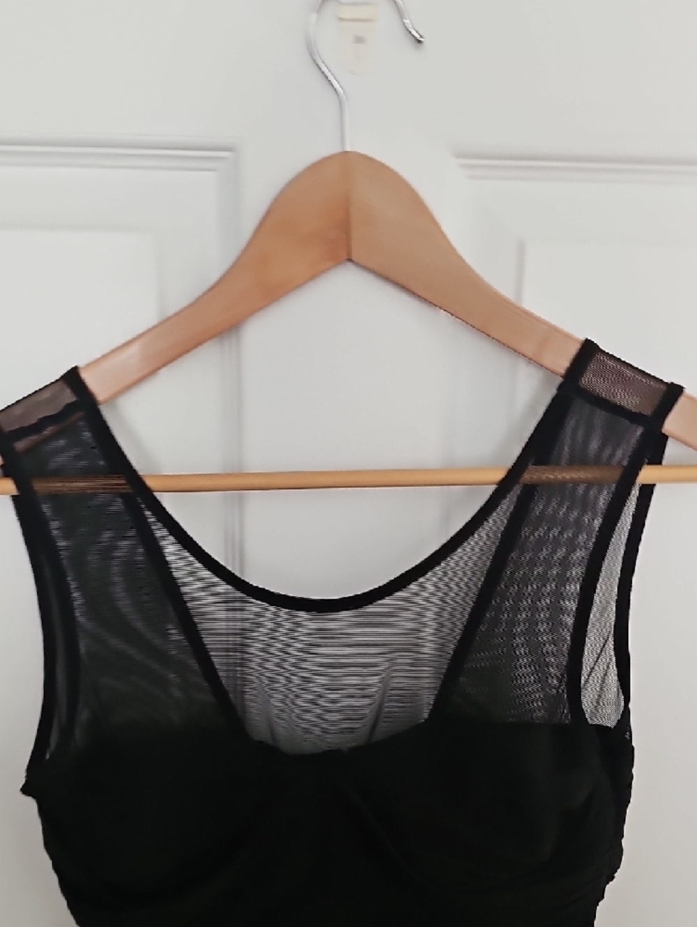 Club Monaco Black Mesh-Top Ruched Silk Dress - Picture 4 of 10